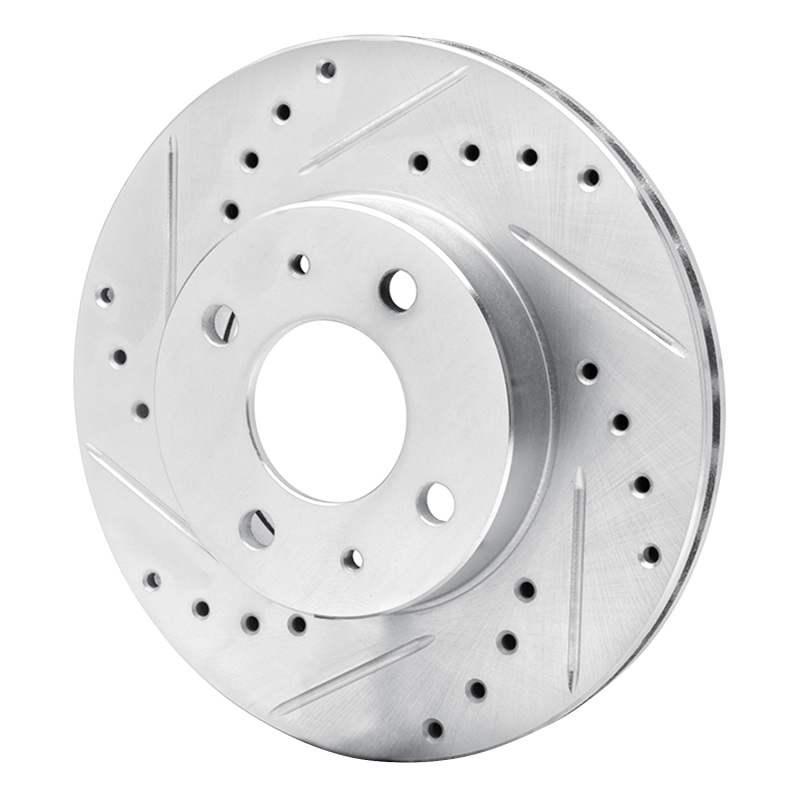 Nissan Sentra Brake Rotor (1) - Front Left - R1 Concepts - Drilled & Slotted - Silver - `88-`06